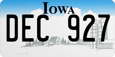 IA license plate DEC927