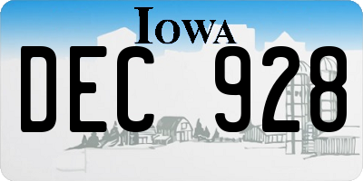 IA license plate DEC928