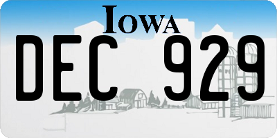 IA license plate DEC929
