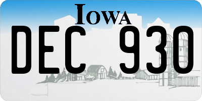 IA license plate DEC930