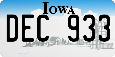 IA license plate DEC933