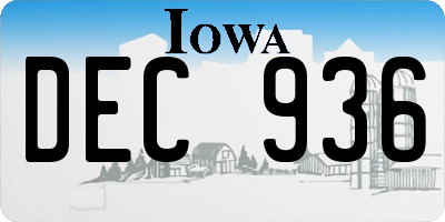 IA license plate DEC936