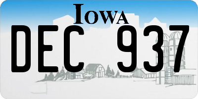 IA license plate DEC937