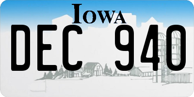 IA license plate DEC940