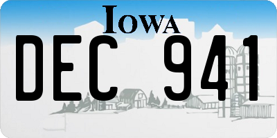 IA license plate DEC941