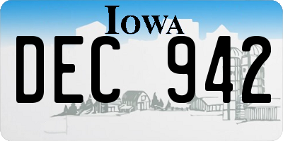 IA license plate DEC942