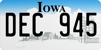 IA license plate DEC945