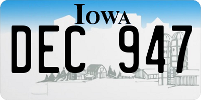 IA license plate DEC947