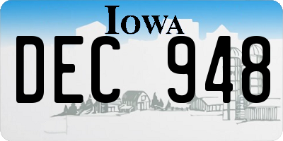 IA license plate DEC948