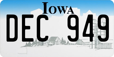IA license plate DEC949