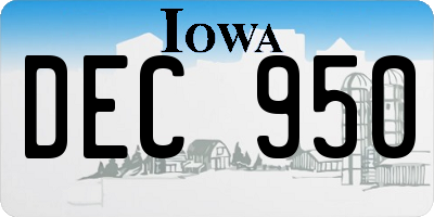 IA license plate DEC950