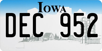 IA license plate DEC952