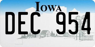 IA license plate DEC954