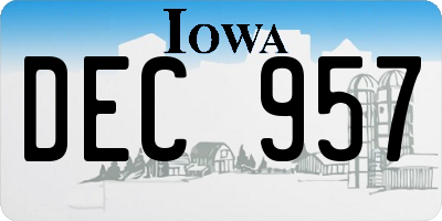 IA license plate DEC957