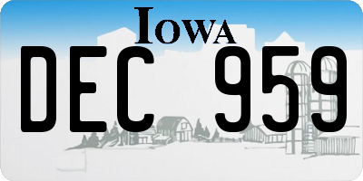 IA license plate DEC959