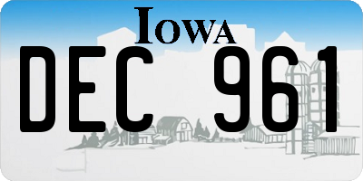 IA license plate DEC961