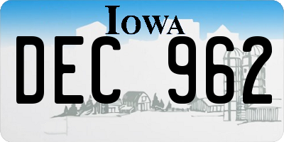IA license plate DEC962