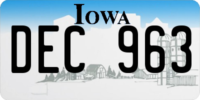 IA license plate DEC963