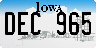 IA license plate DEC965