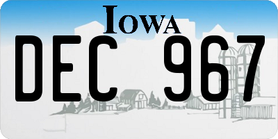 IA license plate DEC967