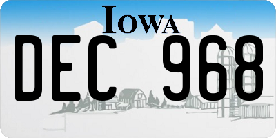 IA license plate DEC968