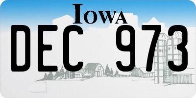 IA license plate DEC973