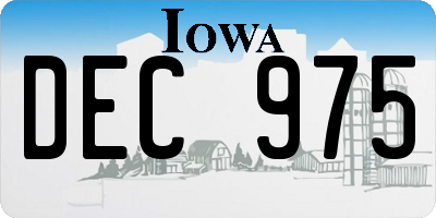 IA license plate DEC975