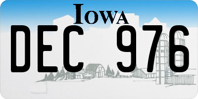 IA license plate DEC976