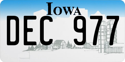 IA license plate DEC977