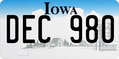 IA license plate DEC980