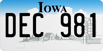 IA license plate DEC981