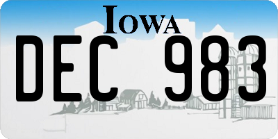 IA license plate DEC983