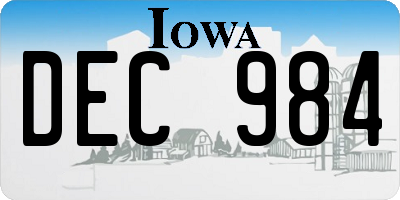 IA license plate DEC984