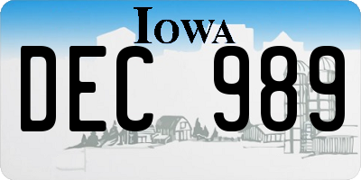 IA license plate DEC989