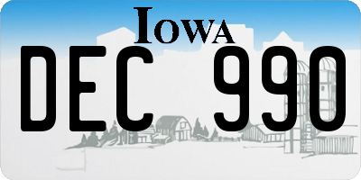 IA license plate DEC990