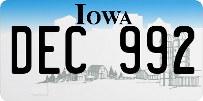 IA license plate DEC992