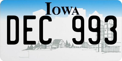 IA license plate DEC993