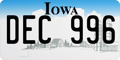 IA license plate DEC996