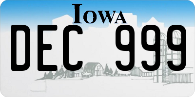IA license plate DEC999