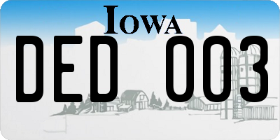 IA license plate DED003