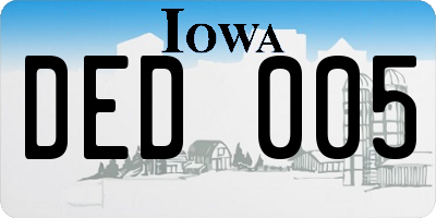 IA license plate DED005