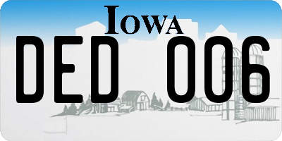 IA license plate DED006