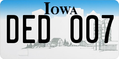 IA license plate DED007