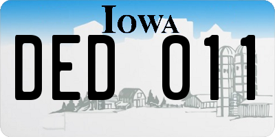 IA license plate DED011