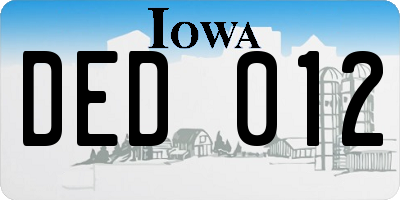 IA license plate DED012