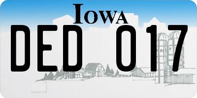 IA license plate DED017