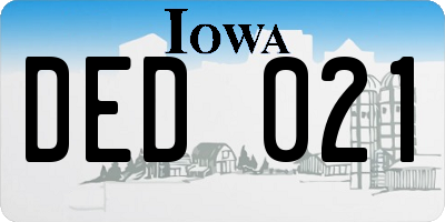IA license plate DED021