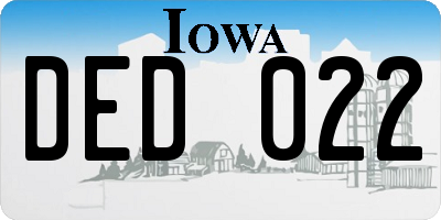 IA license plate DED022
