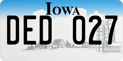 IA license plate DED027