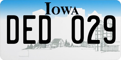 IA license plate DED029